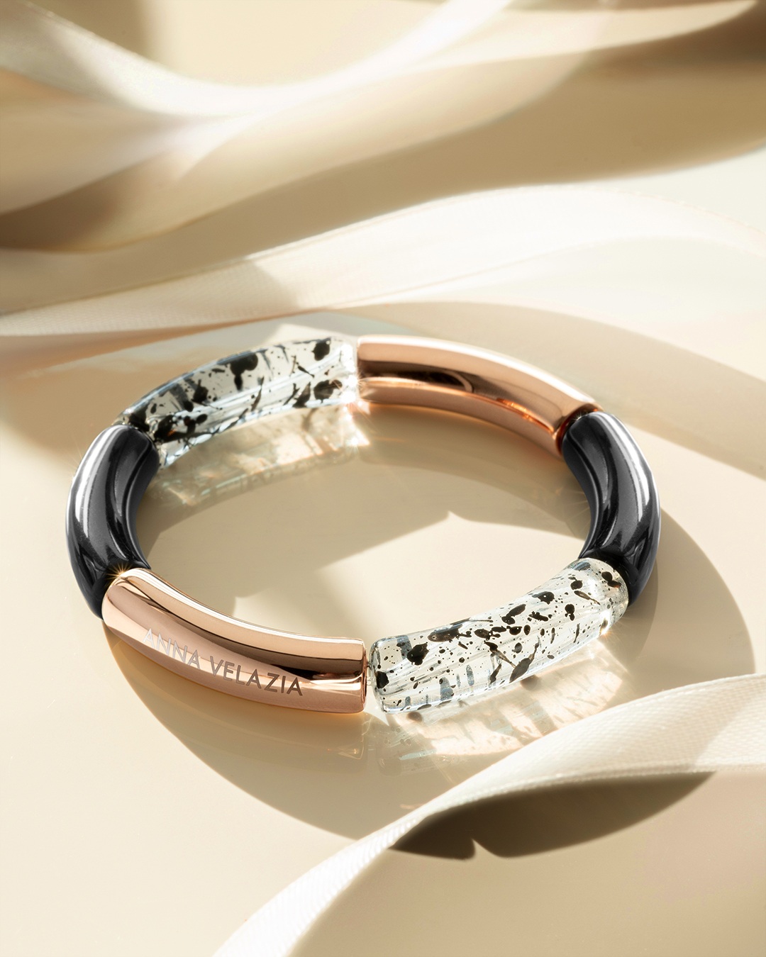 Armband Acetate Schwarzer Schleier Oglio