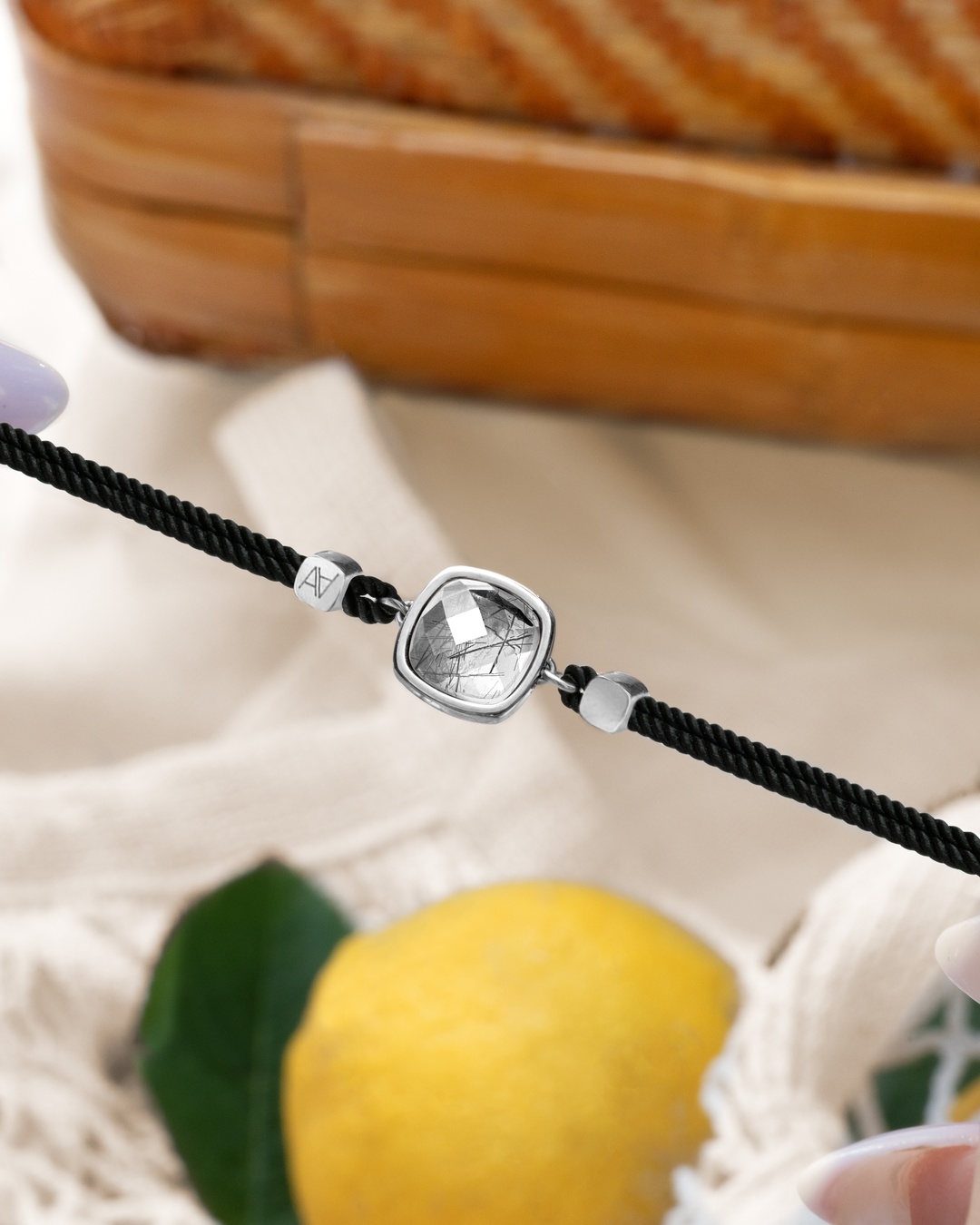 Armband Schwarze Rutilquarz Riminetto