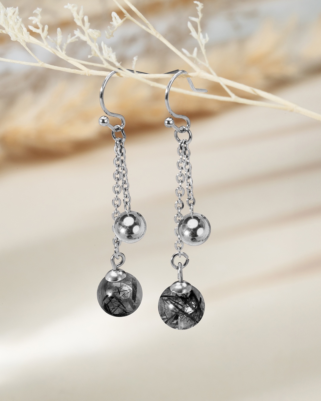 Packshot Ohrringe Turmalin-Rutilquarz Rimini Oscuro