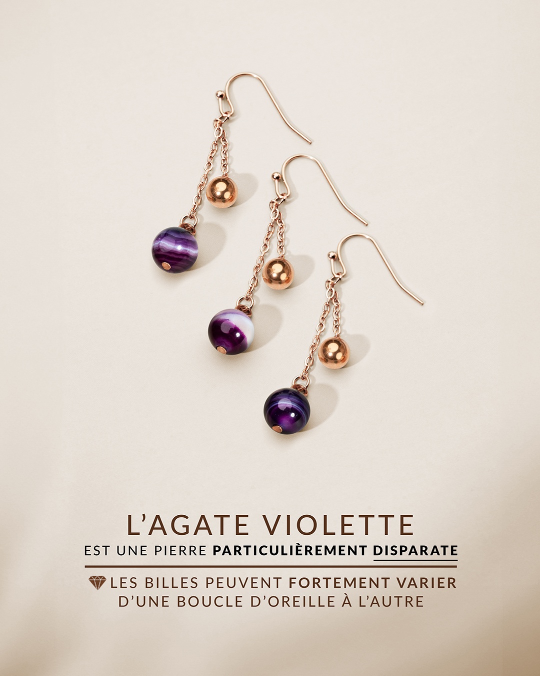 Packshot Ohrringe Violetter Achatstein  Calizzoni 