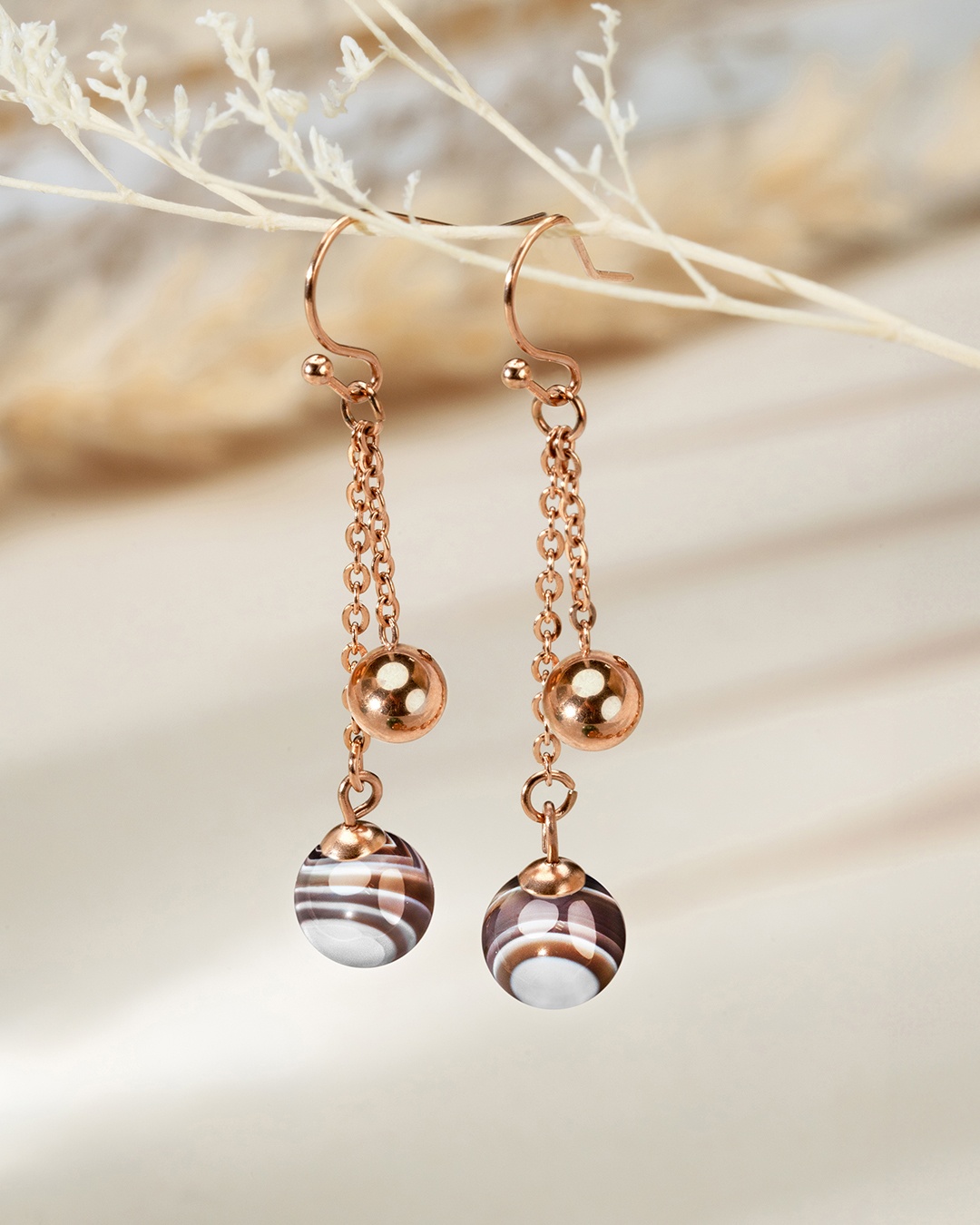 Ohrringe Botswana Achat Avellini Oscuro