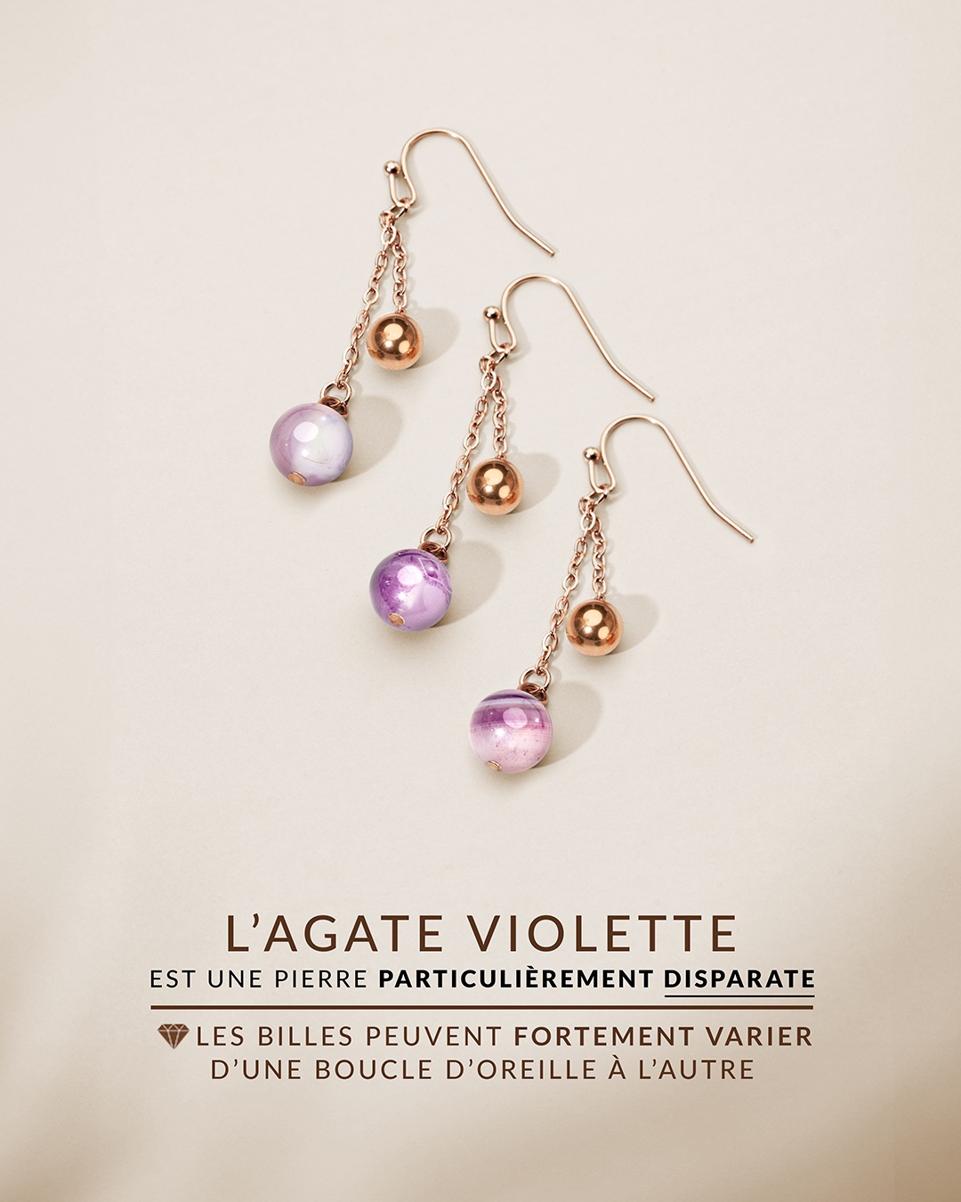 Packshot Ohrringe violetten Achatstein Calizzoni Claro